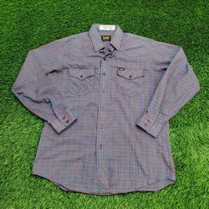 Vintage 80s LEE Plaid Button Shirt M/L 22x31 Red